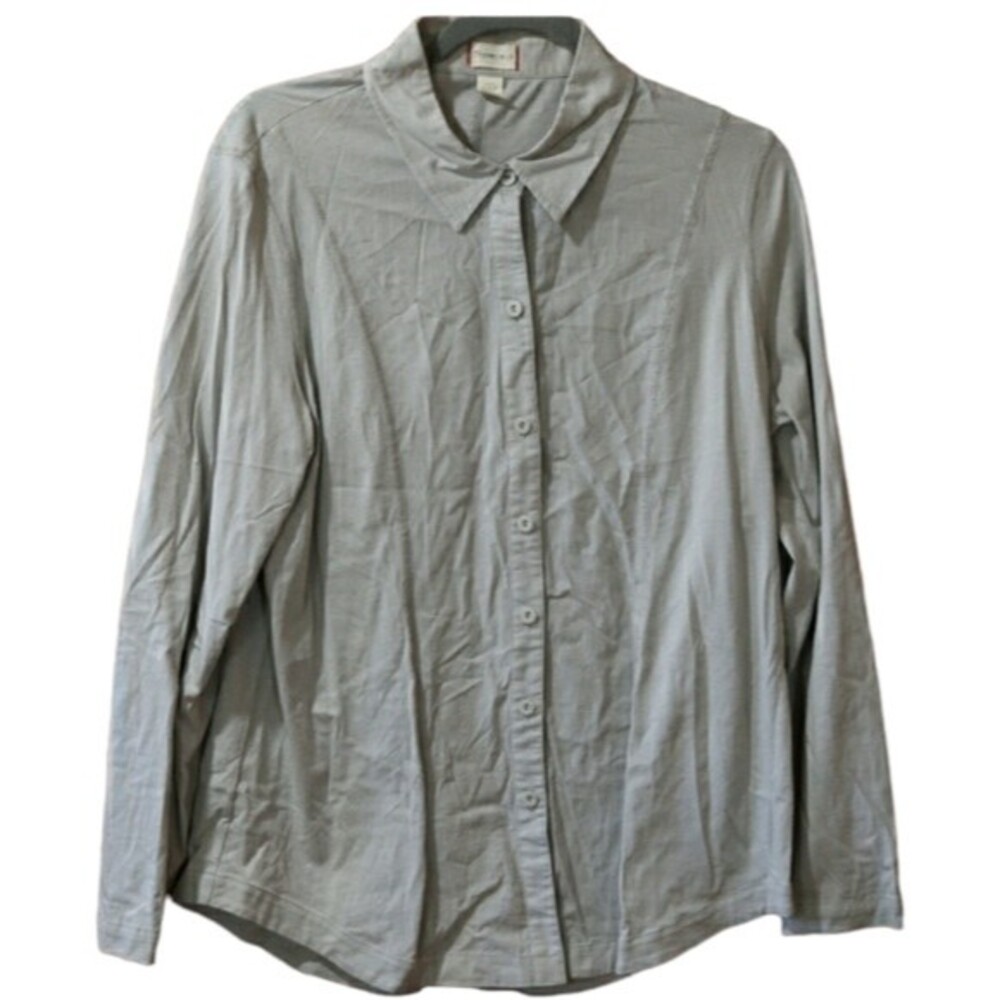 Thyme x 2 Button Down Shirt Top Blouse 100% Cotton Medium